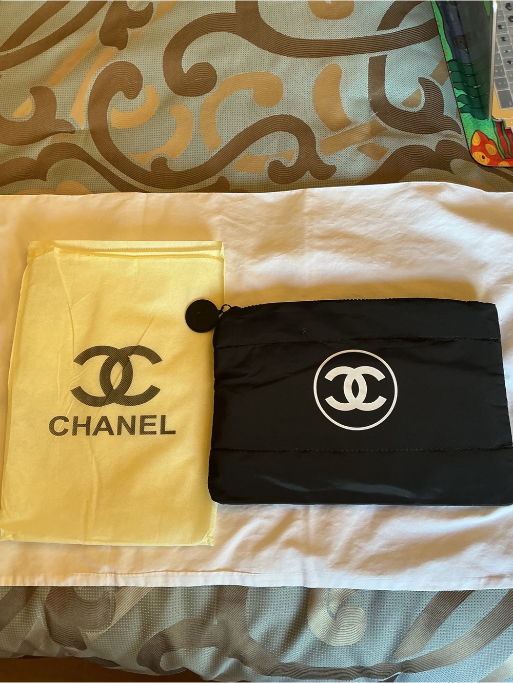 CHANEL Black Interlocking CC Logo Pouch